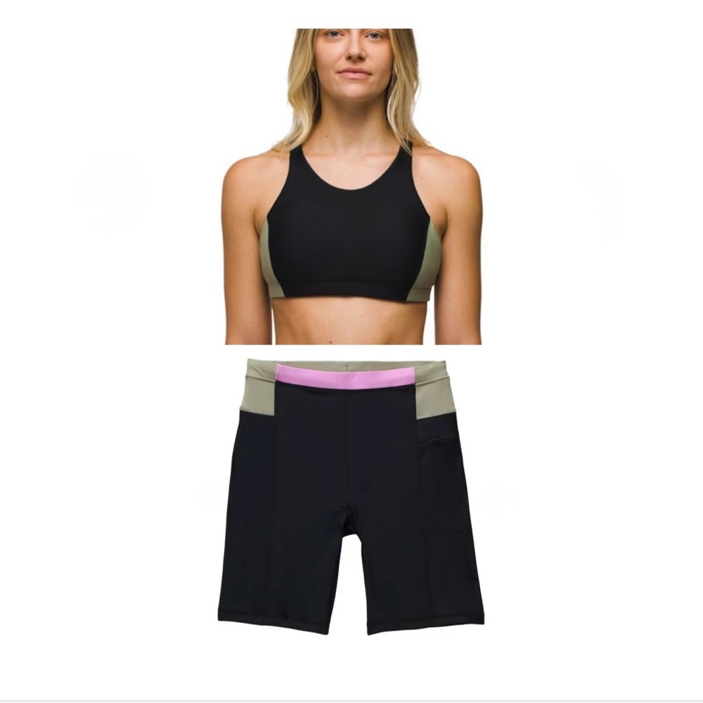 Baha Bound Swimsuit Top & 7” Shorts Size XS/S Black Colorblock NWT Athleisure - Picture 2 of 12